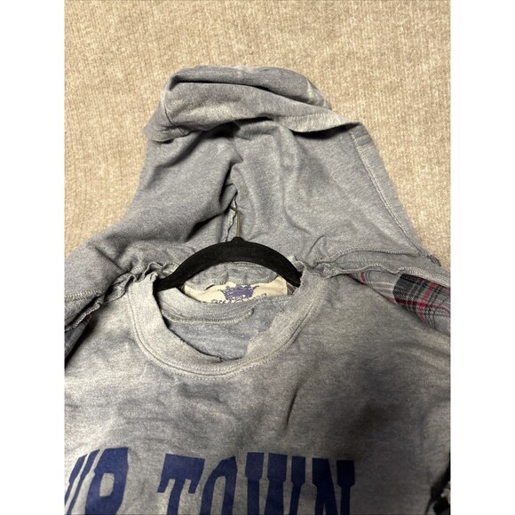 JAK Mixed Media Hoodie Med Flannel Jacket NWT Distressed Grunge Urban Streetwear - Picture 4 of 9